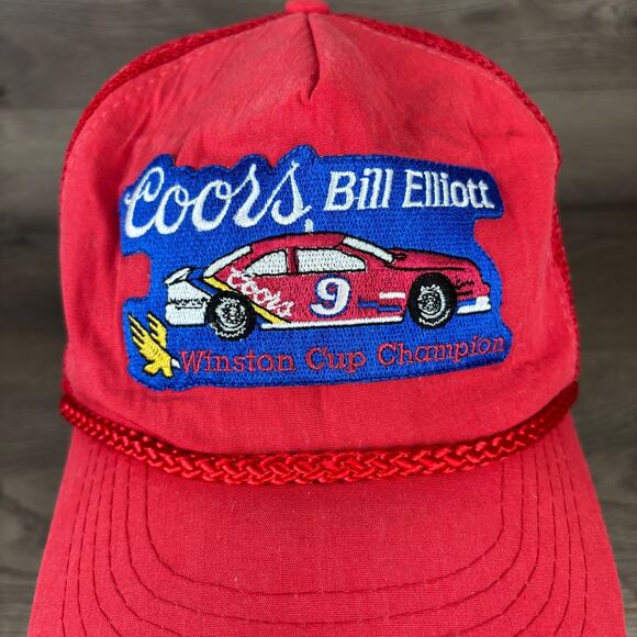 VTG Bill Elliott Winston Cup Champion 1988 Coors #9 Embroidered Red Snapback Hat - Picture 4 of 10